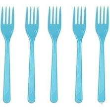Renklimestore Mavi Plastik Çatal 18 Cm-25 Adet
