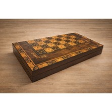 Bispot Büyük Boy Ahşap Kaplama Tavla , Ahşap Pullu  46X46CM Tavla