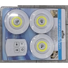 Renklimestore H3 Cob Uzaktan Kumandalı Üçlü Spot Lamba Pilli Dolap Altı Spot Günışığı