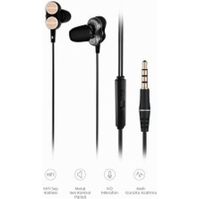 Renklimestore EH102 Kablolu 3.5mm Jacklı Mikrofonlu Kulak Içi Kulaklık - Çift Sürücülü, Sağlam Kablo Yapısı, Spor, Iş, Oyun Için, Evrensel Uyum, Dahili Hd Net Ses, Dual Driver Mikrofon Siyah