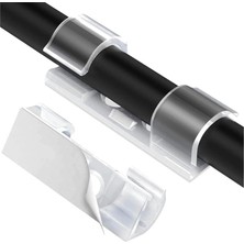 Renklimestore Kendinden Yapışkanlı Yeni Nesil Kablo Kancası Klips Tutucu 20 Adet (20, Şeffaf)