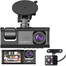 Renklimestore Full Hd 1080P Üç Kameralı Araç Içi Kamera Araba Güvenlik Kamerası Gece Görüşü Ön Geri Iç Kayıt Ir LED