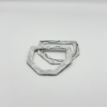 Aynalı Altıgen Akrilik Sap Beyaz-Siyah