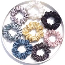 Renklimestore 10 Adet Saç Lastiği, Lastik Toka Seti, Saten Simit Lastikler, Sağlam Şık Parlak Farklı Renklerde Kumaş Tokalar