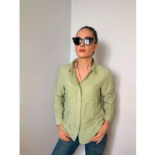 Çağla Fitilli Gizli Düğme Detaylı Viskon Gömlek