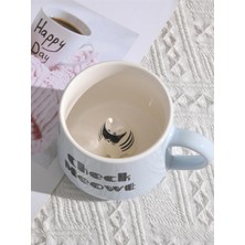 Renklimestore 3D Kedi Figürlü Porselen Kupa – Eğlenceli Yazılı ve Sürprizli Tasarım, 350 Ml,mavi