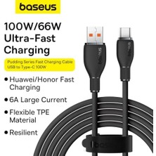 Renklimestore Pudding Hızlı Şarj Özellikli Type-C Kablo 100W, 1.2 Metre, Siyah