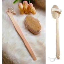 Renklimestore Bakgelal Doğal At Kılı Selülit Karşıtı Sapı Çıkabilen Ahşap Banyo Fırçası