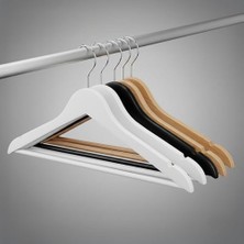 Renklimestore Ahşap Görünümlü Plastik Elbise Askısı (5 Adet) - Kaymaz Omuzlu, Şık ve Dayanıklı Giysi Askıları - Askılık, Dolap ve Için (Naturel)