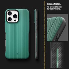 Renklimestore 16 Pro Max ile Uyumlu Magsafe Kılıf Dual Grip Mag Hava Kanalı TEKNOLOJISI™ Askeri Sınıf Koruma Braided Green Dokulu Yüzey Kapak - ACS08051