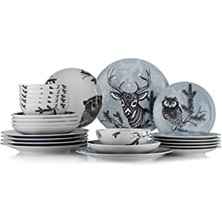 Renklimestore Porselen Snowy 24 Parça 6 Kişilik Yemek Takımı