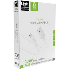 Renklimestore K448 Strong Micro USB Data/şarj Kablosu 1mt 2.4A Beyaz