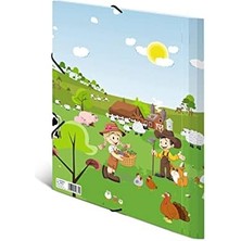 Renklimestore 19832 Klasör A3 Anaokulu Çiftliği, Çocuk Köşesi Lastikli Dosya, Kartondan, Iç Baskı ve Lastikli, Erkek ve Kız Çocukları Için Sağlam Kapaklı Klasör