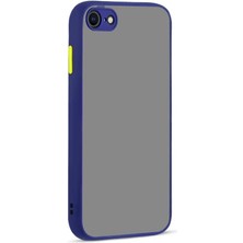 Renklimestore 7-8 - Se 2020 - Se 2022 ile Uyumlu Arka Kısmı Mat Şeffaf Yapıya Sahip Kenarları Silikon Tpu Malzemeden Üretilmiş Renkli Tuşlara Sahip Kamera Korumalı Transparan Kılıf (Lacivert)