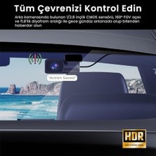 Renklimestore M60 3 Kameralı Ön+Iç+Arka 4k+Fhd+Fhd Hdr Starvis 2 Sensörlü Wifi Gps'li Araç Kamerası