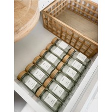 Renklimestore 12’li Bambu Kapaklı Kare Formlu Cam Baharatlık Seti / 16 Adet Etiket Ile Gönderilir.
