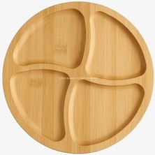 Renklimestore Bambu Sunum Tabağı Çerezlik Doğal Ahşap Şık ve Dayanıklı Sunumluk (Dörtlü Yuvarlak)