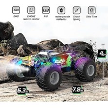 Renklimestore 2.4ghz Uzaktan Kumandalı LED Işıklı 1:18 Ölçek Şarjlı Hız Yapan Arazi Aracı (K.yeşil)