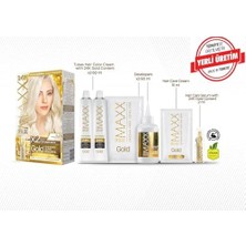 Renklimestore Gold Serisi 24K Altın Parçacıklı Serum ile 1 Kutu 2 x 50 ml ve Geliştiriciler Saç Boyası (Buzul Sarısı 0.2)