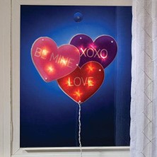 Renklimestore 16 Işıklı Sevgililer Günü Kalp - Be Mine Xoxo Aşk Pencere Parıltılı Dekorasyon