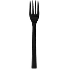 Renklimestore Plastik Lüks Çatal-Kaşık- Bıçak 3 Lü Siyah Siyah Set 100 Lü