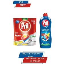 Pril Hepsi Bir Arada Extra 80 Tablet + Elde Yıkama 675ml Limon Bulaşık Deterjanı