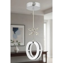 Trend Rose Tekli Alyans Krom 3 Renk Modlu Kristal Taşlı Ledli Sarkıt Avize