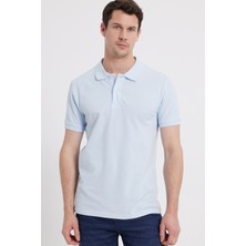 Tudors Erkek Slim Fit Dar Kesim %100 Pamuk Turkuaz Polo Yaka Tişört