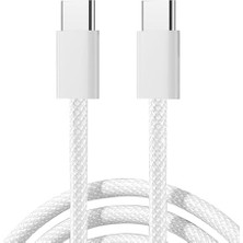 Renklimestore S-A45 Ben Serisi 60W Örgülü Hızlı Şarj Tip-C - Tip-C Veri Kablosu, 1 Metre Uzunluk, Beyaz