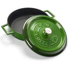 Renklimestore Trendy Çok Amaçlı Döküm Demir Sığ Tencere Çap 24 cm Yeşil