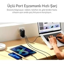 Renklimestore 140W Şarj Adaptör Telefon Laptop Destekli 3 Type-C + 1 USB 140W Gan Turbo Hızlı Şarj