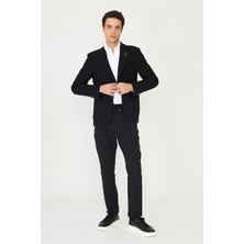 White Stone Siyah Hafif Desenli Blazer Ceket