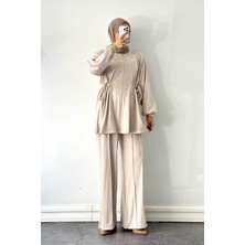 Lamelif Taşlı Ikili Takım Krem