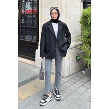 Lamelif Kapak Cep Blazer Ceket Siyah
