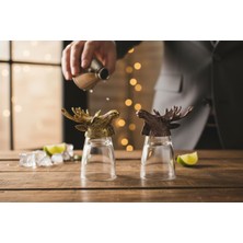 Elifeshop Lüks Döküm Geyik Tasarımlı 2’li Zodyak Shot Bardak Seti Koleksiyon Içki Bardağı 50 ml