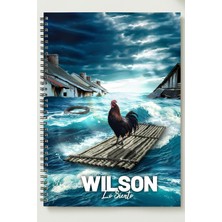 Black-One Wilson  Temalı A5 Metal Spiralli Çizgisiz Kalın Bristol Kapak Wilson  Temalı A5 Defter
