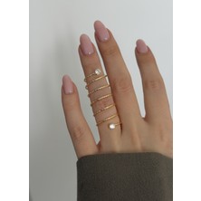 KİLİGİSTANBUL Taşlı Spiral Tel Yüzük (Bedeni Esnetilebilir)