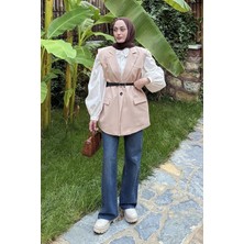 Lamelif Cep Detaylı Yelek Taş