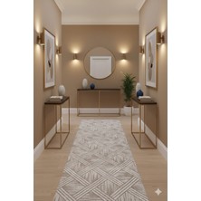 Swan Home Kaymaz Tabanlı Yolluk Kesme Halı Salon Koridor Mutfak Yatak Odası Halısı SHJ3008 Kahve