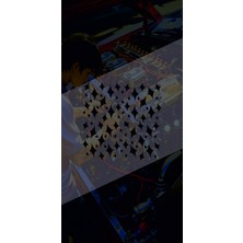 Karışık Yıldızımsı Sticker 25X25CM Desen Kaplama Araba-Oto-Motor-Kask Hologram Seçenekli Etiket