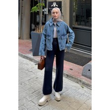 Lamelif Çıtçıtlı Denim Ceket Kot Mavisi