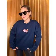 Lacivert Dog Nakış Işlemeli Şardonlu Sweatshirt