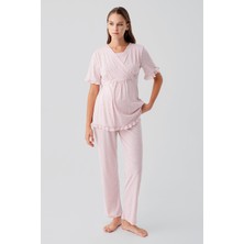 Artış Collection Kısa Kollu Emzirme Bölmeli Ayarlanabilir Bel Pamuklu Hamile Pijama Takım 19218