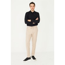 White Stone Bej Beli Bağcıklı Modern Kesim Jogger Pantolon