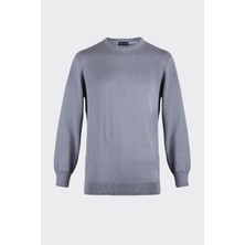 White Stone Bisiklet Yaka Düz Premium Triko Kazak Taş Indigo