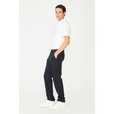 White Stone Lacivert Dokulu Modern Klasik Pantolon
