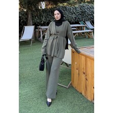 Lamelif Üçlü Triko Takım Haki