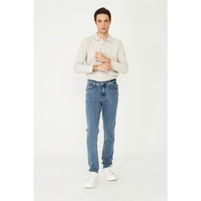 White Stone Mavi Düz Kesim Modern Jean Pantolon