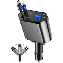Akdoğan Yapı Ve Hırdavat Subzero CR99 120W 4in1 Ayarlanabilir Araç Içi Hızlı Şarj Cihazı – Type-C + Lightning + Micro USB – Ios & Android Uyumlu Çakmaklık Şarj Adaptörü
