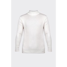 White Stone Bej Yarım Balıkçı Yaka Fitilli Triko Kazak